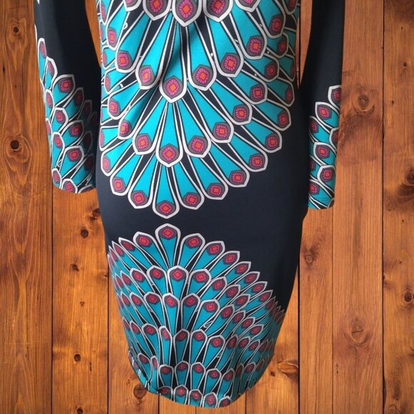 INTERNATIONAL CONCEPTS WOMEN'S XS MULTI-COLORED 3/4 SLEEVE DRESS COWL NECK - Picture 4 of 7